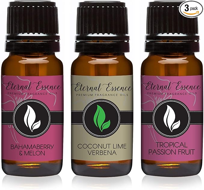 Eternal Essence Oils - Trio (3) - Tropical Passion Fruit, Bahama Berry & Melon & Coconut Lime Verbena - Premium Fragrance Oil - 10ML