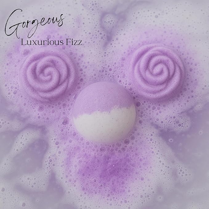 EvolutionUSA Lavender Dreams Bath Bombs for Women, 3 Organic Flower Bath Bombs, Soft Lavender Bath Fizz, Womens Bath Fizzers Gift, Lush Bath for Girls, Relaxing Bathbombs, Bath Balls