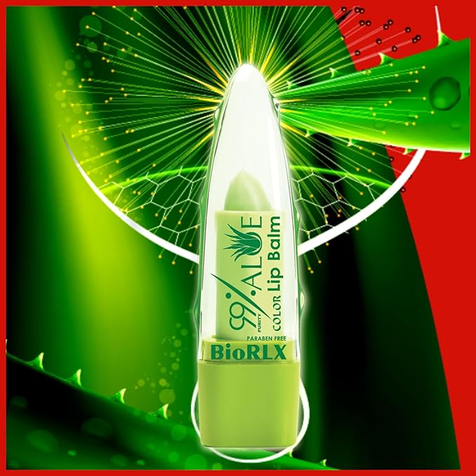BioRLX 99% Purity Aloe Vera Lip Balm with Color(Tinted) (Twelve Lip Balms)