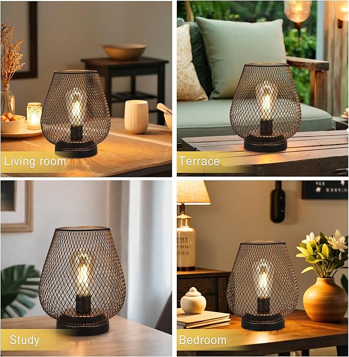JHY DESIGN Set of 4 Metal Cage LED Lantern Battery Powered Cordless Accent Light with LED Great for Weddings Parties Patio Events for Indoors Outdoors