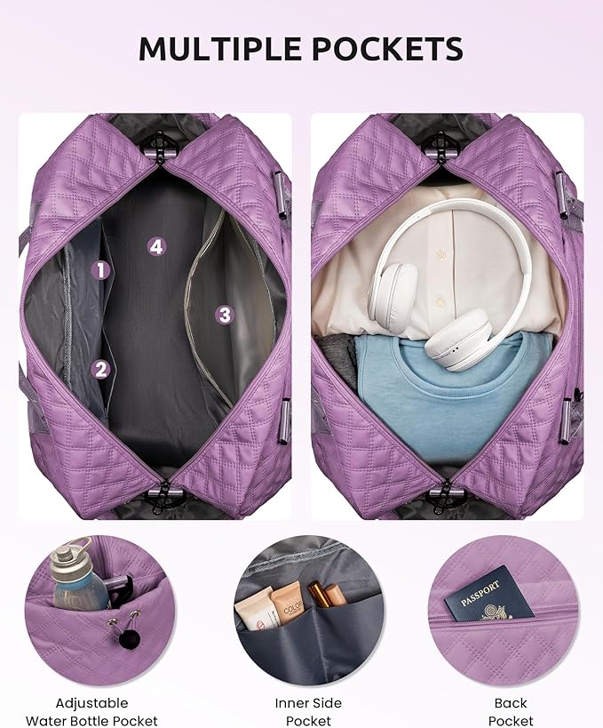 Girl Duffle Bag with Shoe Compartment, Tween Weekend Duffle Bag, Monogram Overnight Bag for Women with Trolley Sleeve & Wet Pocket, Letter Kids Travel Bag with Makeup Bag (Letter K)