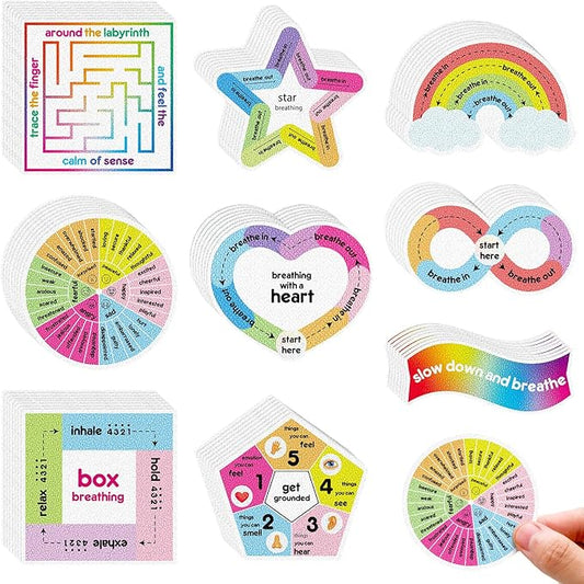 Libima 72 Pieces Anxiety Sensory Stickers Textured Stickers Fidget Mindfulness Sticker School Counselor Supplies Adult Sensory Items Anxiety Relief, 9 Styles(Classic Color)