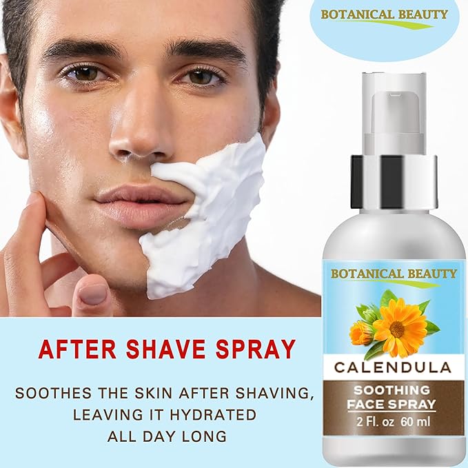 Botanical Beauty Calendula Face Spray - Soothing, Hydrating Mist for Sensitive Skin, Face & Body - 100% Natural, Unscented, Vegan - Eczema, Acne, Dry Skin Relief 2 Fl Oz - 60 ml.