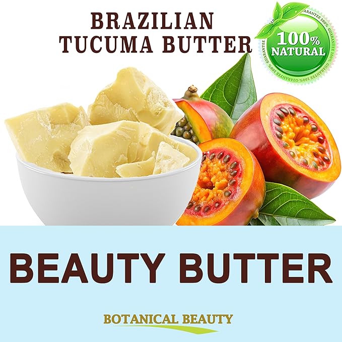 Botanical Beauty Brazilian TUCUMA BUTTER 100% Pure Natural VIRGIN UNREFINED Cold-Pressed for Face, Skin, Body, Hair, Lip, Nails. Rich in Vitamin E. Beauty Moisturizing Nourishing (4.23 Fl Oz)