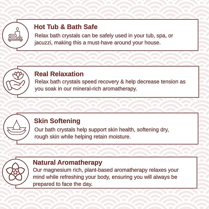 Relax Spa & Bath, Epsom & Dead Sea Salts, Aromatherapy Bath Salts for Hot Tub, Bath, or Spa, Infused with Magnesium, White Musk Vanilla Jasmine