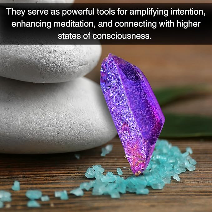 Amazing Gemstone 2 Pieces Amethyst Aura Quartz Raw Pencil Points Crystals and Healing Stones, Natural Rocks for Meditation and DIY Raw Point Stones and Crystals