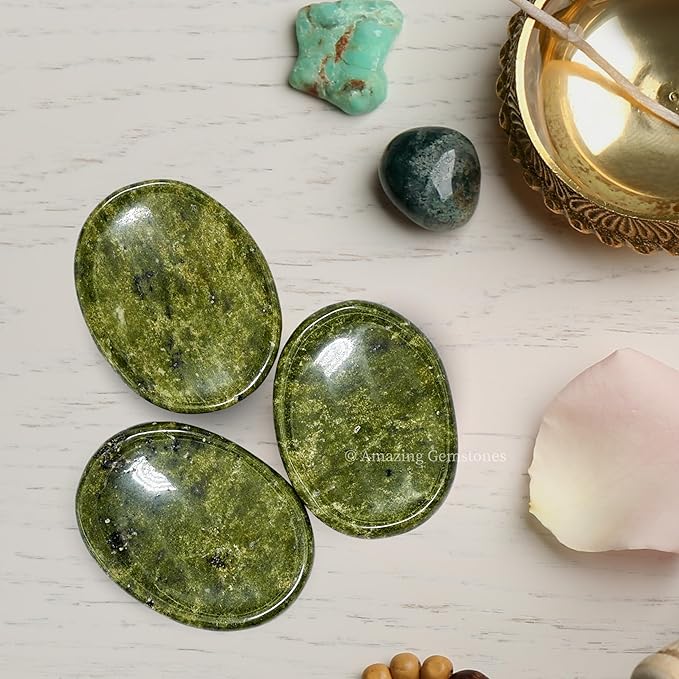 Amazing Gemstone Vasonite Worry Stone Crystals and Healing Stones - Stones for Stress Relief - Piedra Crystal Fidget for Meditation, Relaxation - Unique Stocking Stuffers and Birthday Gift