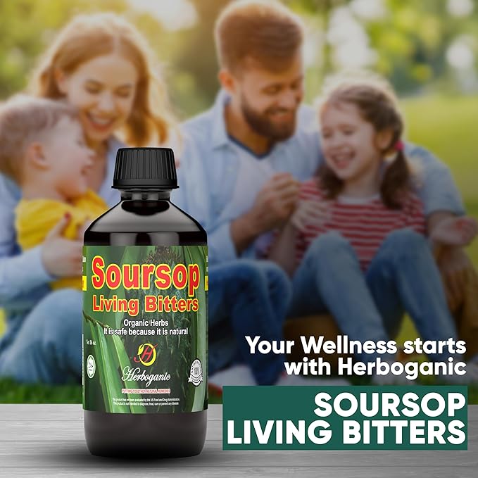 Herboganic Sousop Living Bitters for overall Health and wellness | Pack of 5 | 16 Oz
