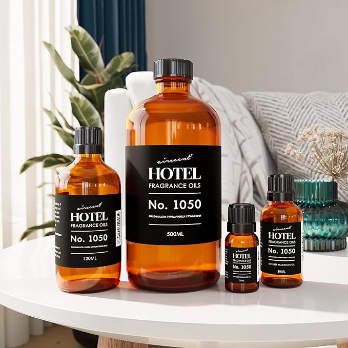 AirScent Warm Vanilla Ritzy Hotel Fragrance Oil No. 1050 - Marshmallow Vanilla Tonka Bean - Hotel Diffuser Oil for Ultrasonic and Waterless Diffusers and Crafting - 120 mL, 4 fl oz Dropper Bottle