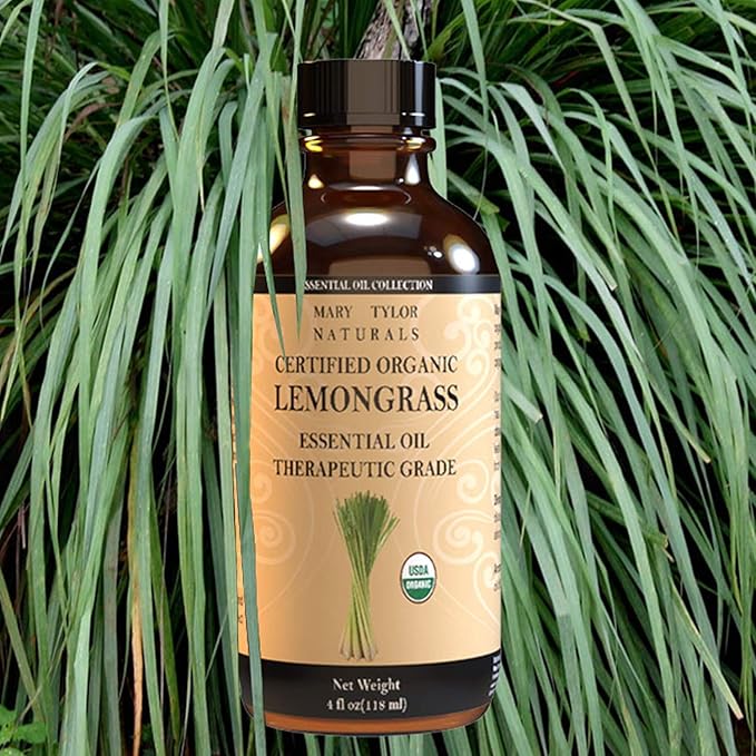 Certified Organic Lemongrass Essential Oil 4 oz Therapeutic Grade Perfect for Aromatherapy, Relaxation, DIY, Improved Mood, Diffuser by Mary Tylor Naturals