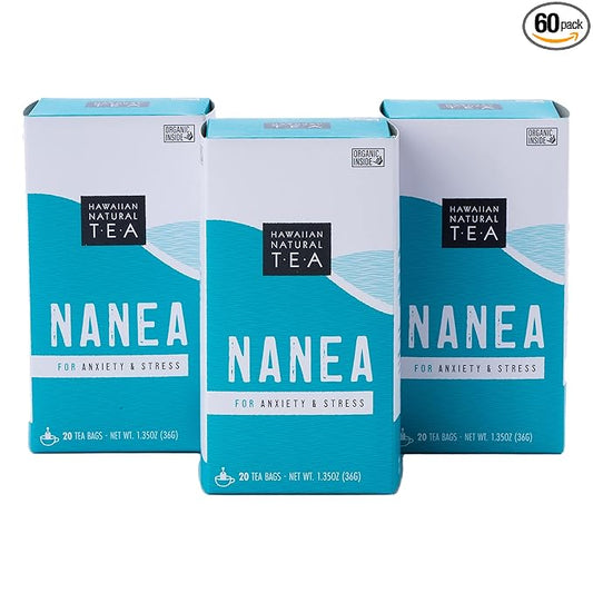 Nanea Chamomile Tea, Caffeine-Free Herbal Tea, All-Natural and Wellness Tea, Calming Hot Tea, Vegan and Keto-Friendly, 60 Tea Bags, 36 g -Hawaiian Natural Tea