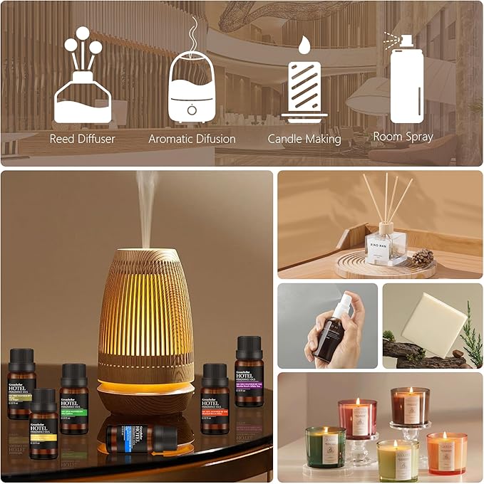Essential Oils Set-Hotel Collection Diffuser Oil Gift Set,Premium Essential Oil for Diffusers, Home Care, Fragrance, Humidifiers (Hotel-6Pcs Set)