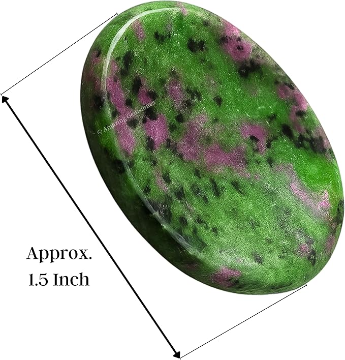 Amazing Gemstone Ruby Zoisite Worry Stone Crystals and Healing Stones - Worry Stones for Stress Relief Gifts - Piedra Crystal Fidget for Meditation, Relaxation - Unique Stocking Stuffers