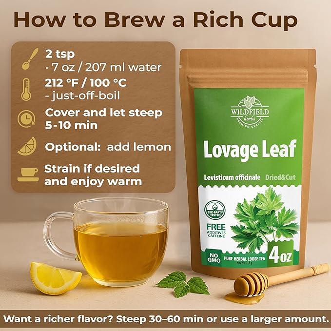 4 oz. Dried Lovage Herb Lovage Leaves Herbal Tea (Levisticum Officinale) - 113g Herb Tea Levísticum