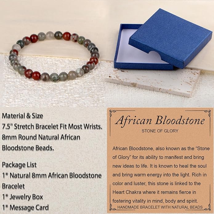 LPBeads Handmade Natural Gemstone Stretch Elastic Bracelet Healing Crystal Round Stone Beads Jewelry Gifts for Women Men