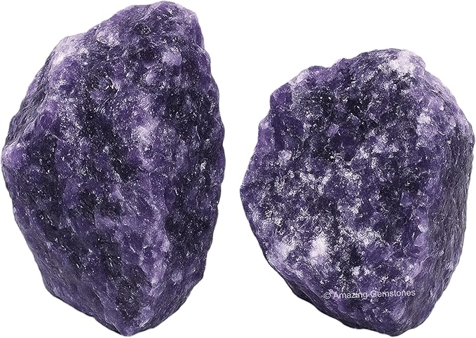 Amazing Gemstone 2 Pieces Lepidolite Raw Crystals and Healing Stones, Natural Rocks for Tumbling and DIY Raw Stones and Crystals