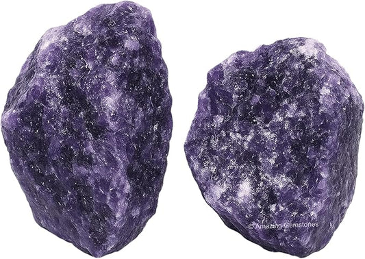 Amazing Gemstone 2 Pieces Lepidolite Raw Crystals and Healing Stones, Natural Rocks for Tumbling and DIY Raw Stones and Crystals