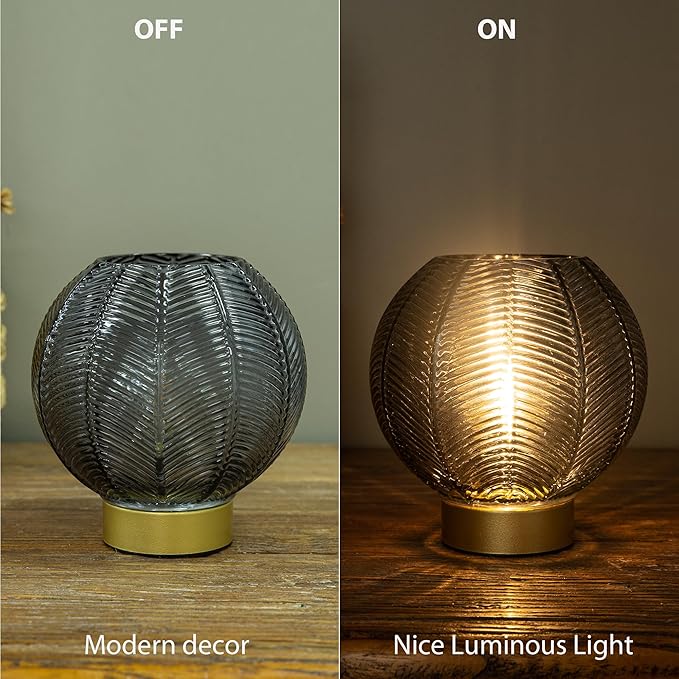 Battery Operated Lamp with Timer, Table Lamp Battery Powered, Small Cordless Bedside Lamp for Living Room Battery Lamp for Bedroom Kitchen Bath Room-Grey