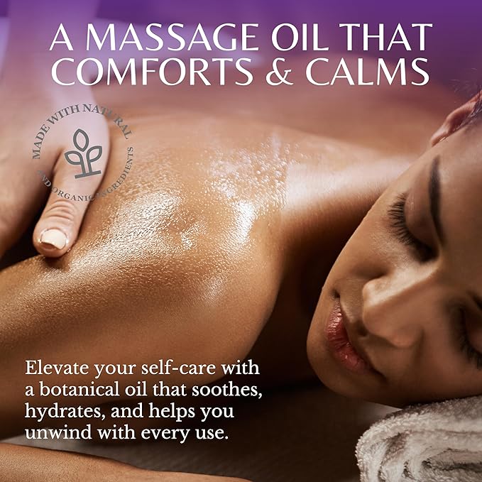 Lavender Aromatherapy Massage Oil for Couples, Romantic & Relaxing Body Oil with Calming Lavender Scent. Helps Relax The Body & Soothe The Senses, 8 fl oz