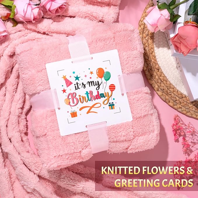 Birthday Gifts for Women, 12pcs Happy Birthday Gift Basket for Women Unique Gifts Set Ideas Relaxing Birthday Box w/ Blanket for Her Mom Best Friends Female Sister Her Friendship(pink)