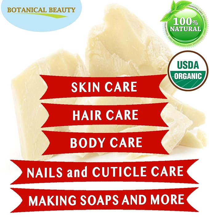 Botanical Beauty Organic COCOA BUTTER WILD GROWTH RAW VIRGIN UNREFINED from BRAZIL for Face, Skin, Hair, Body, Nails 4.23 oz 120 gram. Rich in Vitamin E