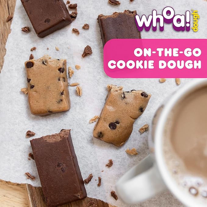 Whoa Dough Edible Cookie Dough Bars- Certified Non-GMO, Kosher and Gluten Free Bars - Healthy Snack Foods - Plant Based Snacks - Real Ingredients - Variety Pack (5 Bars)