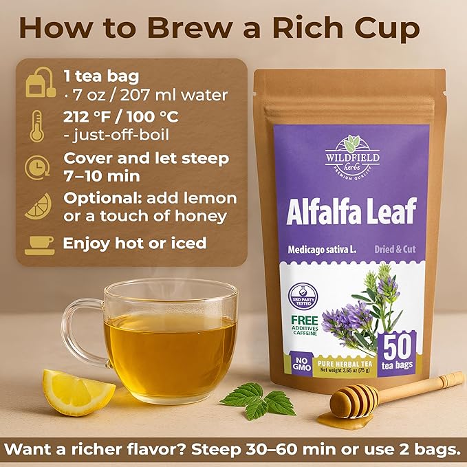 4 oz Alfalfa Leaf Alfalfa Herb Tea (Medicago Sativa) - 113g Tea Bags Herbal