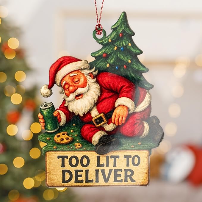 Funny Christmas Ornaments, Funny Gag Gifts, White Elephant Ornament, Raunchy, Hilarious, Unique Ornaments, Suncatcher Effect Window Hanging, Santagag Car Hanging