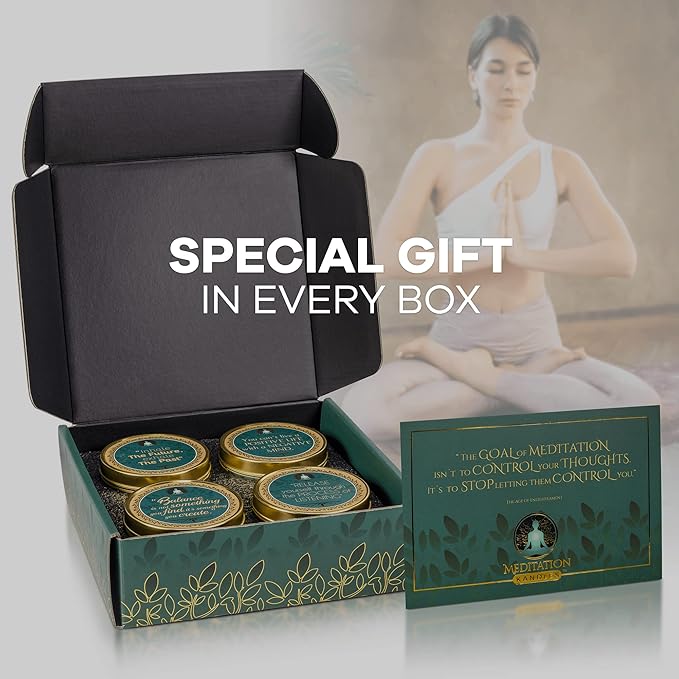 Meditation Candles with Crystals | Natural Aromatherapy Candles for Relaxation & Healing | Stress Relief Candles for Yoga, Meditation & Self Care | 4 Pack Gift Set