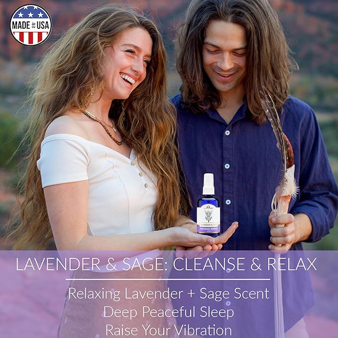 Lavender and Sage Smudge Spray (4oz) Calm & Clear - Smudge Mist for Cleansing Negative Energy – Smokeless Sage Water Spiritual Room Spray – USA Made