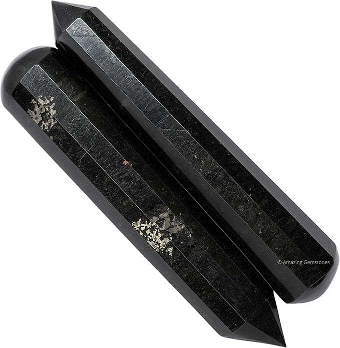 Amazing Gemstone Nuummite Crystal Wand Massage Stick - Pelvic Wand Gua Sha for Adults - Crystals and Healing Stones Massage Wands for Adults Gifts (Pointed)