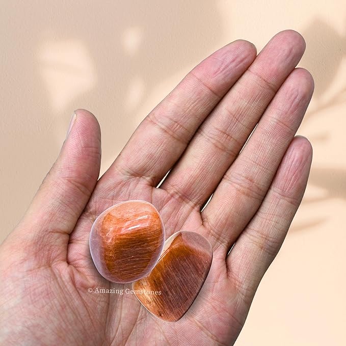 Amazing Gemstone Peach Moonstone Crystals&Healing Stones Tumbled - 1 oz Peach Moonstone Stone, Healing Stones for Energy Balance, Stress Relief - Premium Polished Gems Rocks for Meditation&Wellness