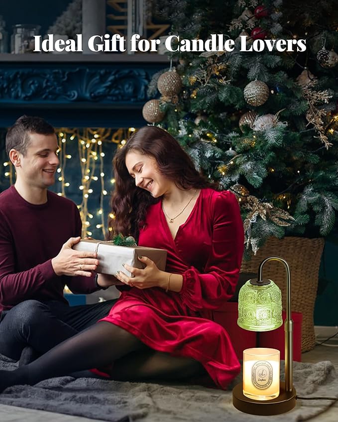 Dimmable Candle Warmer Lamp with Timer Adjustable Height, Birthday Gifts for Women, Home Decor House Warming Gifts for Mom, Modern Electric Wax Melt Warmer for Scented Jar Candles, Green