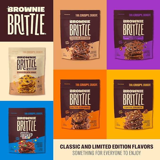 Brownie Brittle – M&M’S Minis Thin and Crispy Sweet Snacks (Pack of 6, 4 oz), Rich Gourmet Brownie Bites Dessert
