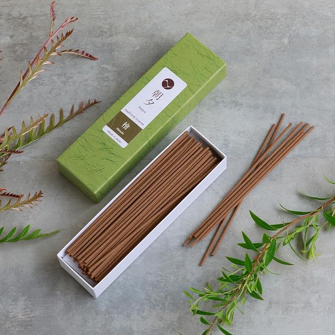 Asayu Japan Traditional Incense Sticks Hinoki Cypress Fragrance Scent (20gr) for Morning Meditation, Relax or Yoga, Made in Japan