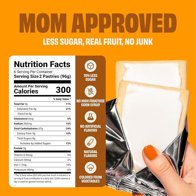 Smart Tart Toaster Pastries Maple Cinnamon - Low Sugar Snacks, Healthy Breakfast Pastry, On the Go Snack - Only 6g Added Sugar - 36 Count