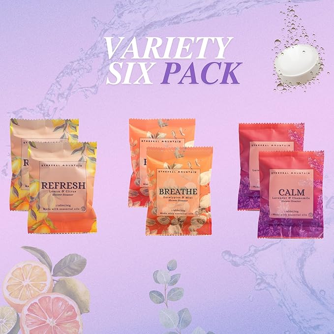 Shower Steamers - Assorted Aromatherapy 6 Pack - Gift for Her, Shower Gifts, Birthday Gifts for Mom, Home Warming, Gift Ideas