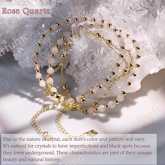 Farfume Crystal Bracelet Beaded Bracelets for Women 4mm Natural Stone Beads Gemstone Handmade Anxiety Jewelry Gifts