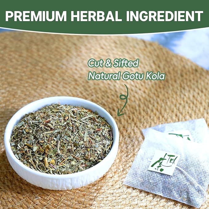 TEARELAE - Gotu Kola Tea Bags - 40 Count - 100% Pure Cut & Sifted Centella Asiatica - Natural Premium Herbal Tea For Health - Non-GMO - Caffeine-Free