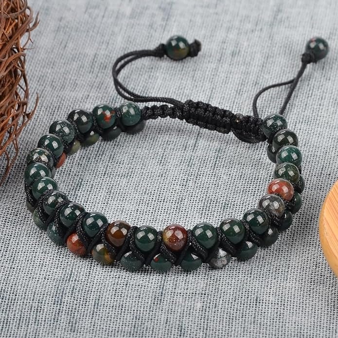 MASSIVE BEADS Double Layer Natural Chakra Healing Power Crystals Macrame Bracelet Yoga Stone Beads Gemstone Meditation Relax Anxiety Bangle for Unisex Women Men