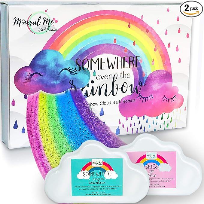 Bath Bombs for Kids - All Natural Magic Rainbow BathBombs with Organic Ingredients, Moisturizing, Vibrant Colors & Rich Bubbles, Cloud Bath Bombs, Birthday Gifts for Kids, Girls, Boys