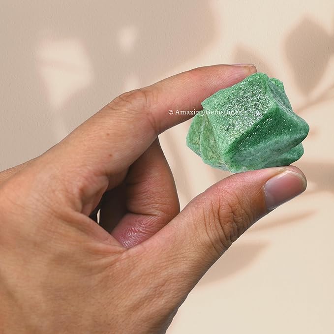 Amazing Gemstone Green Aventurine Raw Crystals and Healing Stones, Natural Rocks for Tumbling - DIY Raw Stones and Crystals, 2 Pieces