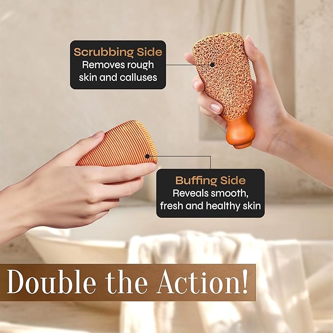 Facón Pumice Stone for Feet Callus Remover - Terra-Cotta Foot Scrubber with 2 Sides, 100% Pure Natural Foot Pumice Stone, Pedicure Pumice Stone Scrubber, Foot Exfoliator, Removes Calluses & Dead Skin