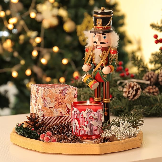 ROMIIE ZOI Christmas Scented Candle - 6oz Soy Wax Candle, Let it Snow, Infused with Christmas Pine Aroma - Brown & Red Gift Box Packaged for Christmas Holiday Season Gift