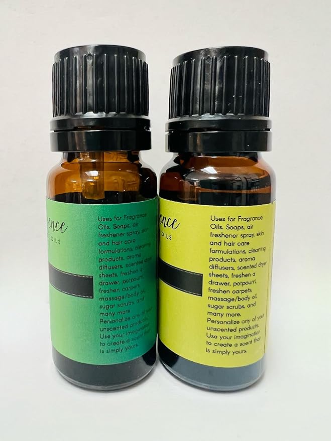 Eternal Essence Oils 2 Pack 10ml Premium Fragrance Oil - Lemon Grass & Sweet Grass - for Candle, Soap Making, Aromatherapy, Diffusers, Home Care, & Humidifiers
