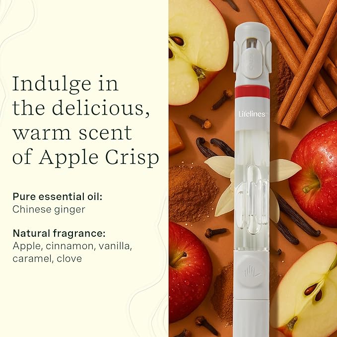 Lifelines Pen Diffuser Set, Apple Crisp - 1mm Black Ballpoint Pen with Scented Essential Oil Blend & 2 Ink Refills – Aromatherapy Diffuser & Sensory Immersion Diffuse Aroma As You Write