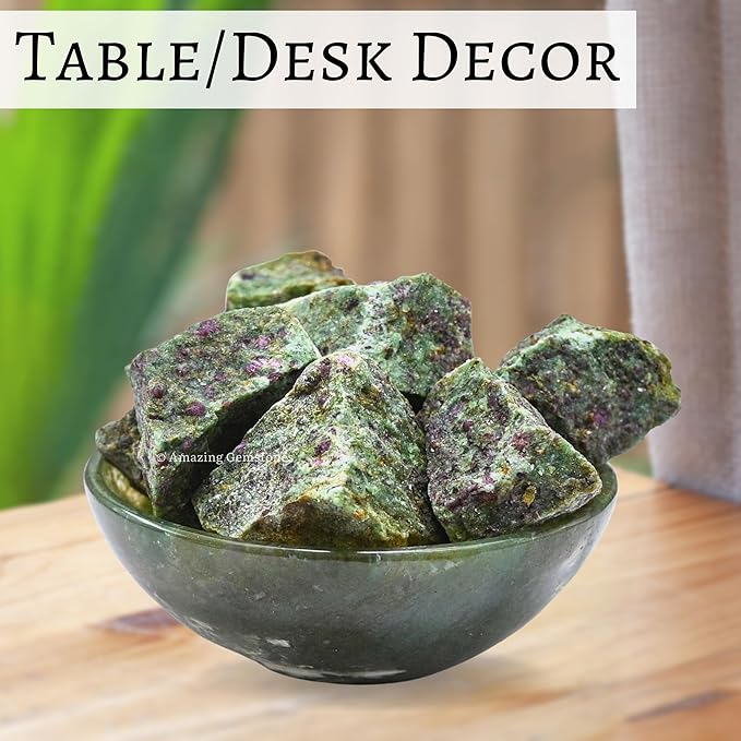 Amazing Gemstone 2 Pieces Ruby Fuchsite Raw Crystals and Healing Stones, Natural Rocks for Tumbling and DIY Raw Stones and Crystals