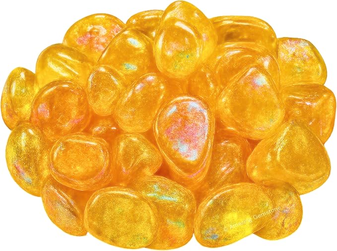 Amazing Gemstone Tangerine Aura Quartz Crystals and Healing Stones Tumbled - 1000+ Carats Tangerine Aura Quartz Stone, Healing Stones for Energy Balance, Stress Relief - Polished