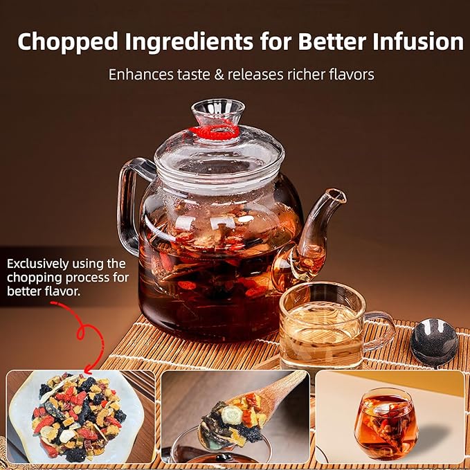 Kidney Tea Formula Ginseng Six Treasure Tea, Traditional Chinese Herbal, Natural Kidney Cleanse tea for Women & Men, 7 Precious Ingredients Formula (2Pack/60Bags)