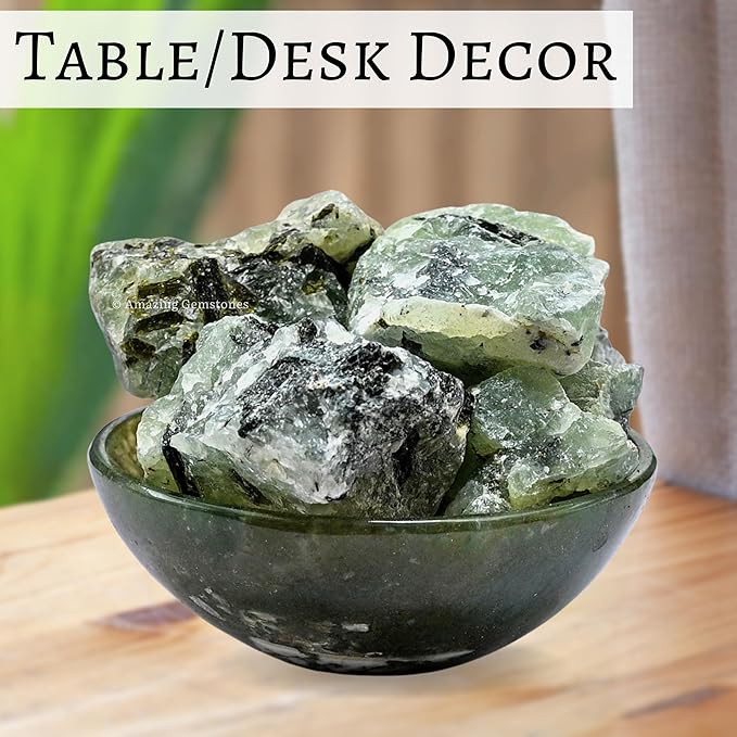 Amazing Gemstone 2 Pieces Prehnite Raw Crystals and Healing Stones, Natural Rocks for Tumbling and DIY Raw Stones and Crystals